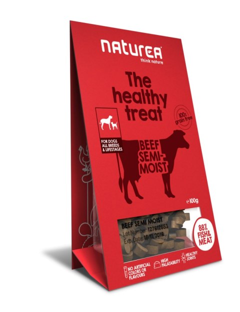 Naturea Wołowina - Bezzbożowe zdrowe, półwilgotne przysmaki dla psów (100g)