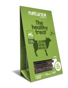 Naturea Jagnięcina - Bezzbożowe zdrowe, półwilgotne przysmaki dla psów (100g)