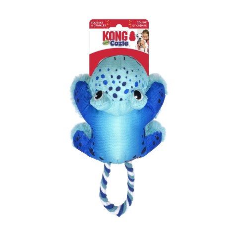 Kong Cozie Tuggz Frog S/M - piszcząca, szeleszcząca